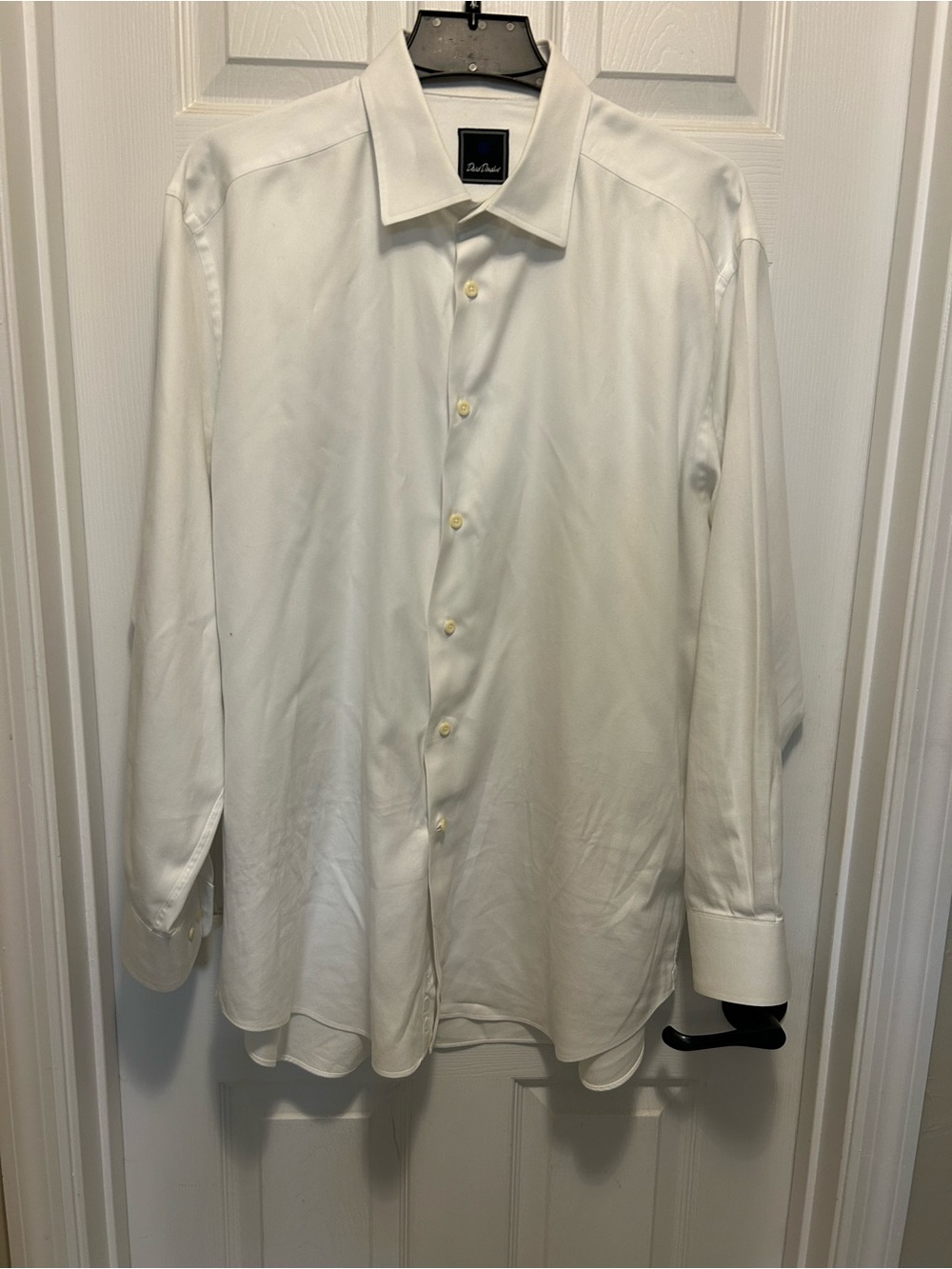 David Donahue Men's White Long-Sleeve Dress Shirt